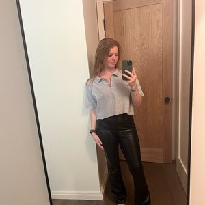 AERIE | grey oversized cropped collared top